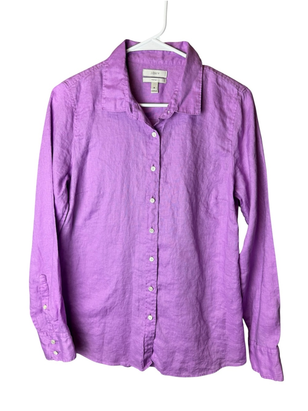 J Crew The Perfect Shirt Linen 42841 Purple 8